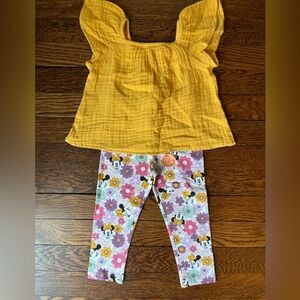 Jumping Beans Disney Minnie Mouse Floral Leggings & Yellow Top Set - Size 18M